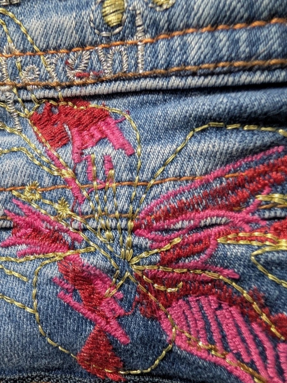 Desigual embroidered skinny jeans Floral Skinny Jeans Blue Size 25 - Picture 5 of 10